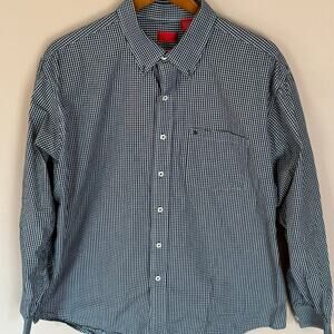 Men’s Long Sleeve Izod Shirt Black Checkered XL